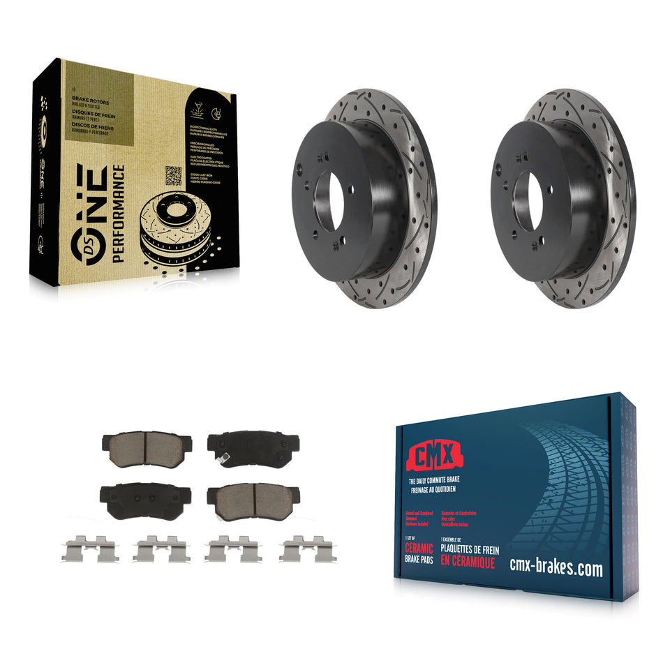 Rear Coated Drilled Slotted Disc Brake Rotors And Ceramic Pads Kit For Hyundai Santa Fe Kia Sportage Tucson KDC-100895