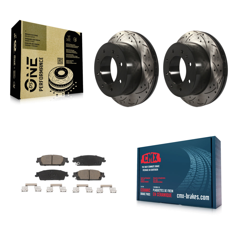 Rear Drill Slot Disc Brake Rotor Ceramic Pad Kit For Chevrolet Suburban With 8 Lug Wheels KDC-100899