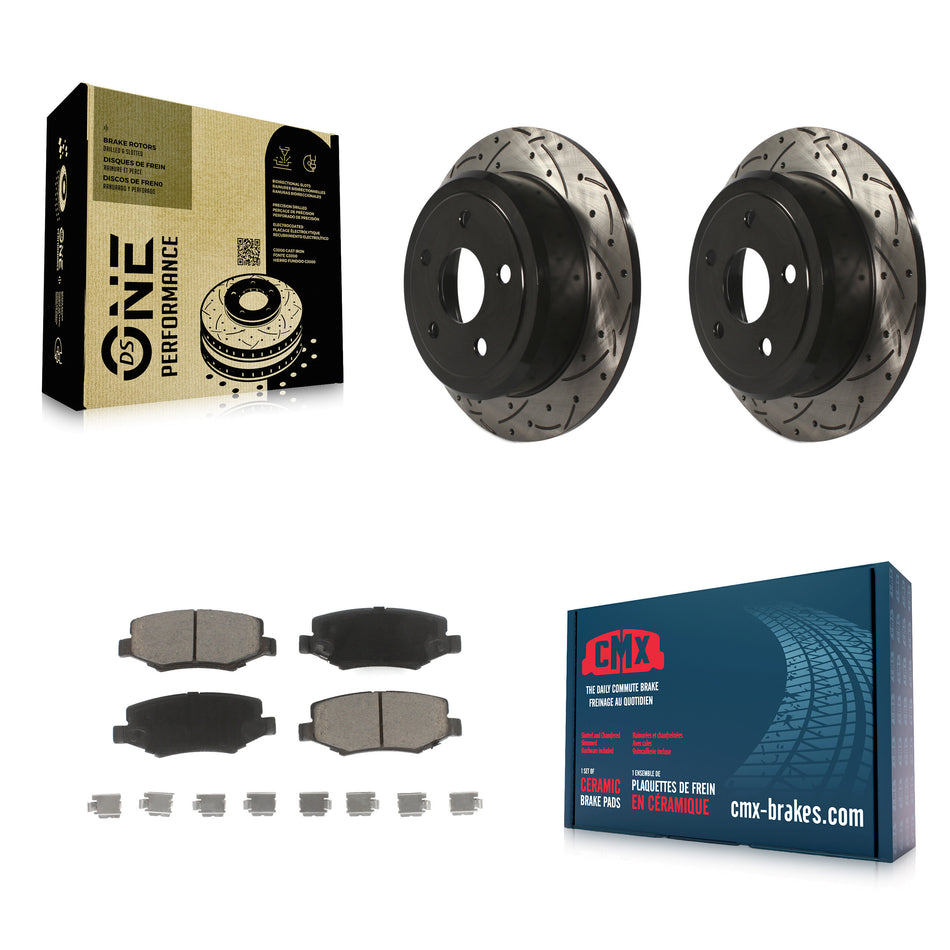 Rear Coated Drilled Slotted Disc Brake Rotors And Ceramic Pads Kit For Jeep Wrangler JK KDC-100910