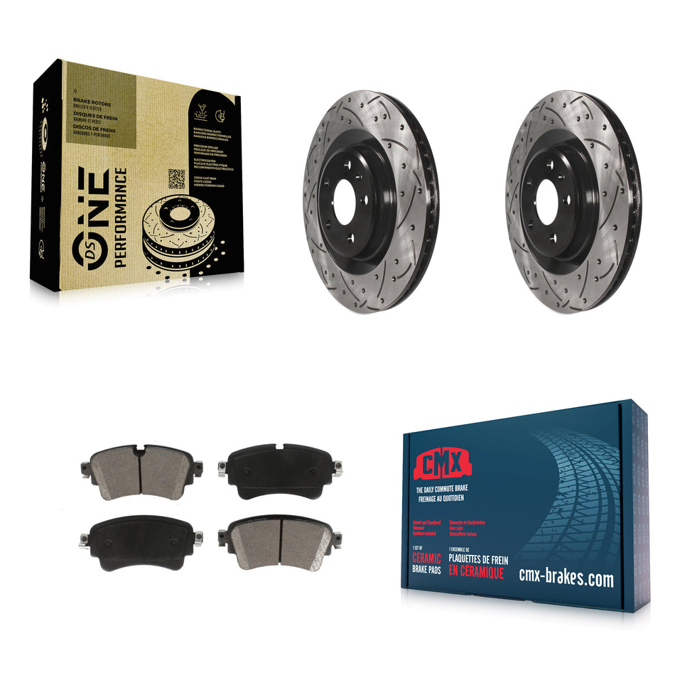 Rear Coated Drilled Slotted Disc Brake Rotors And Ceramic Pads Kit For Audi Q5 A4 A5 Quattro A6 S5 S4 Sportback allroad PHEV KDC-100911