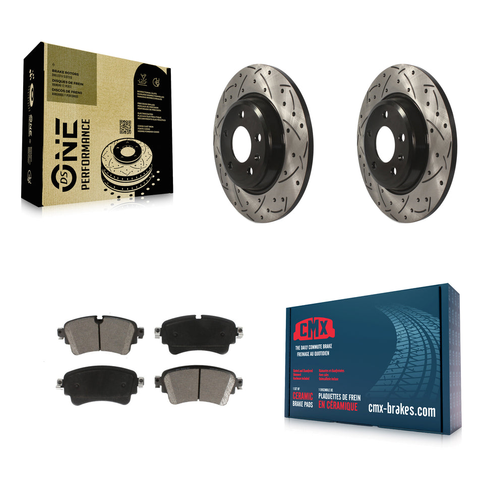 Rear Coated Drilled Slotted Disc Brake Rotors And Ceramic Pads Kit For Audi A4 Quattro KDC-100912