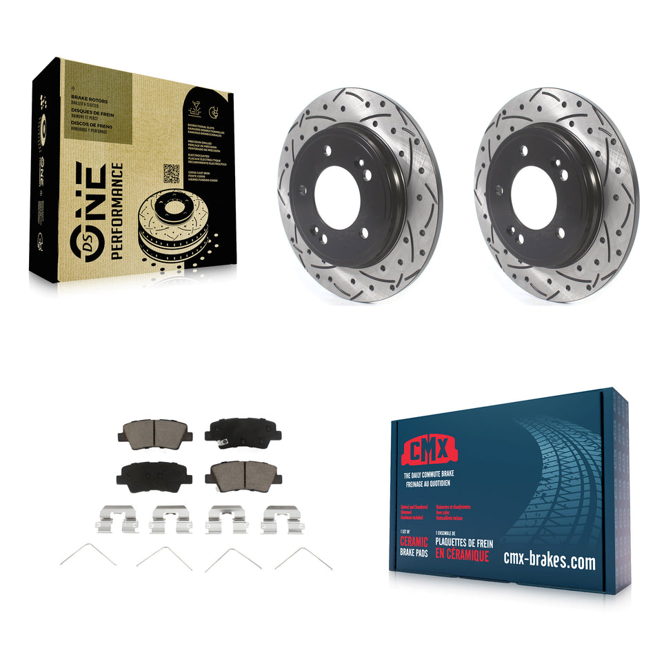 Rear Coated Drilled Slotted Disc Brake Rotors And Ceramic Pads Kit For Hyundai Elantra Kia Niro Ioniq KDC-100913