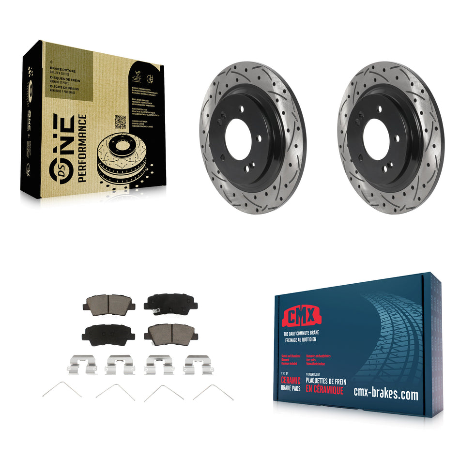 Rear Coated Drilled Slotted Disc Brake Rotors And Ceramic Pads Kit For Kia Niro Hyundai Ioniq Soul EV KDC-100914