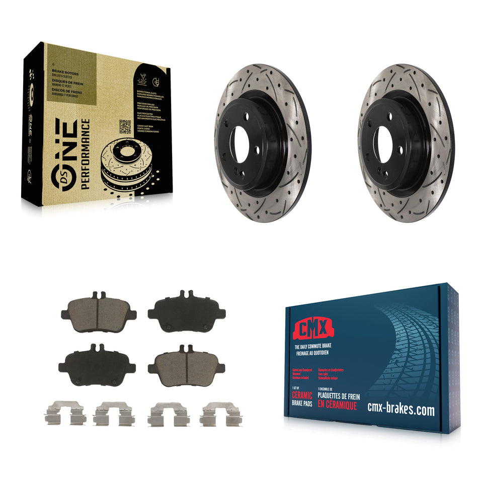 Rear Coated Drilled Slotted Disc Brake Rotors And Ceramic Pads Kit For Mercedes-Benz GLA250 CLA250 INFINITI QX30 B Electric Drive B250e KDC-100920