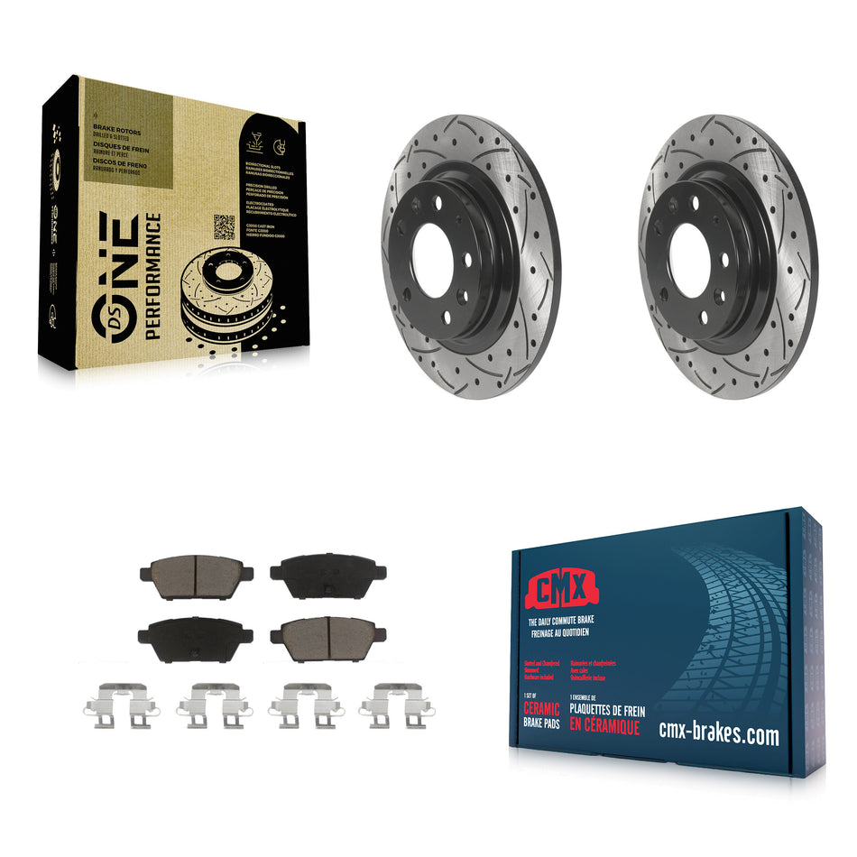 Rear Coated Drilled Slotted Disc Brake Rotors And Ceramic Pads Kit For Ford Fusion Mazda 6 Lincoln MKZ Mercury Milan Zephyr KDC-100923