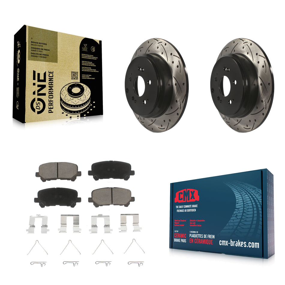 Rear Coated Drilled Slotted Disc Brake Rotors And Ceramic Pads Kit For Honda Odyssey Pilot Acura MDX ZDX KDC-100926