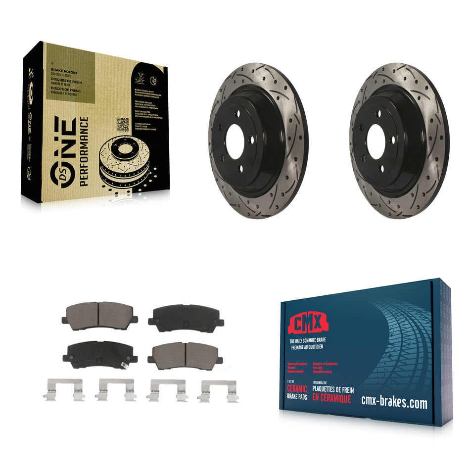 Rear Coated Drilled Slotted Disc Brake Rotors And Ceramic Pads Kit For Ford Mustang KDC-100928