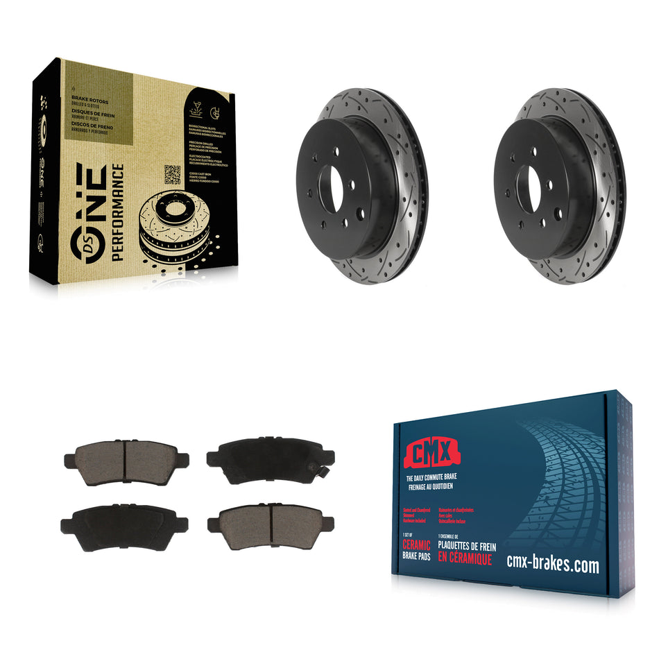 Rear Coated Drilled Slotted Disc Brake Rotors And Ceramic Pads Kit For 2006-2007 Nissan Xterra KDC-100931