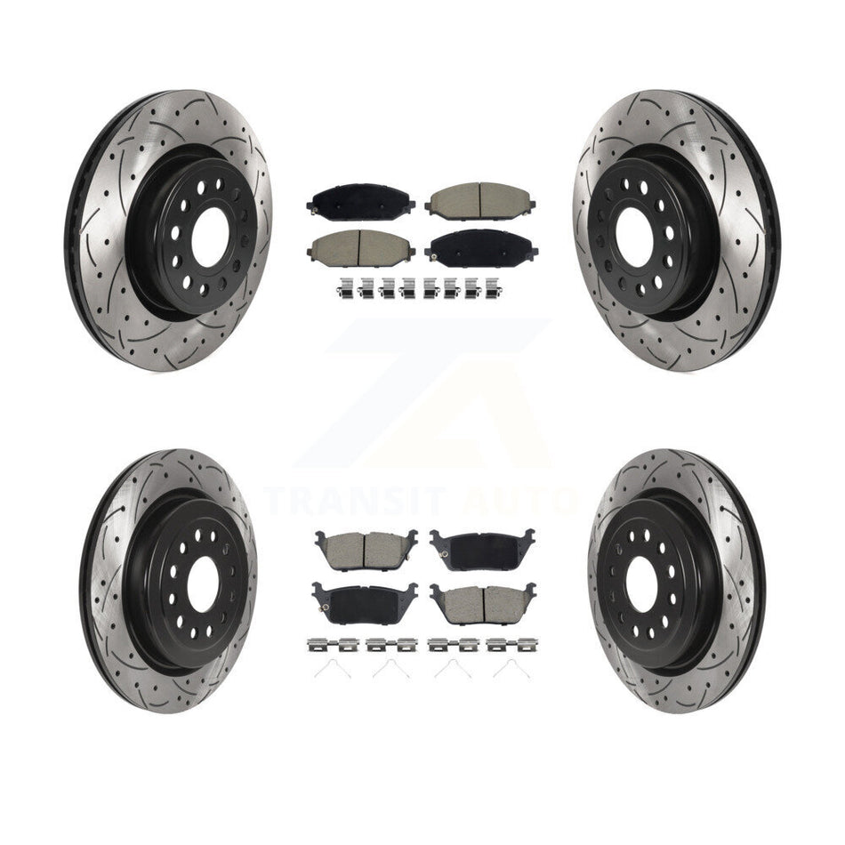 Front Rear Coated Drilled Slotted Disc Brake Rotors And Ceramic Pads Kit For Ram 1500 KDC-100939