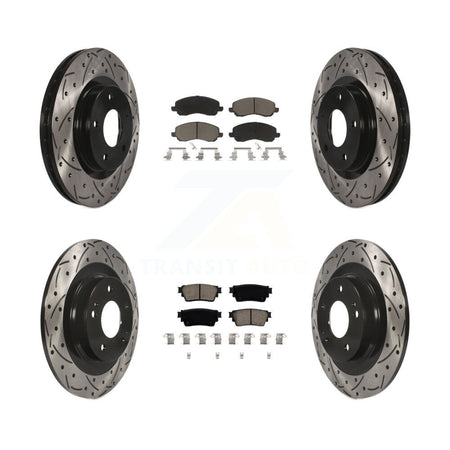 Front Rear Coated Drilled Slot Disc Brake Rotors Ceramic Pad Kit For Mitsubishi Outlander KDC-100940