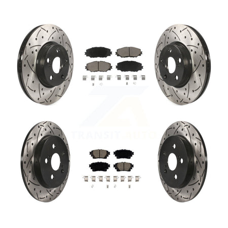 Front Rear Coat Drill Slot Disc Brake Rotors Ceramic Pad Kit For 2019 Toyota Corolla 1.8L KDC-100943