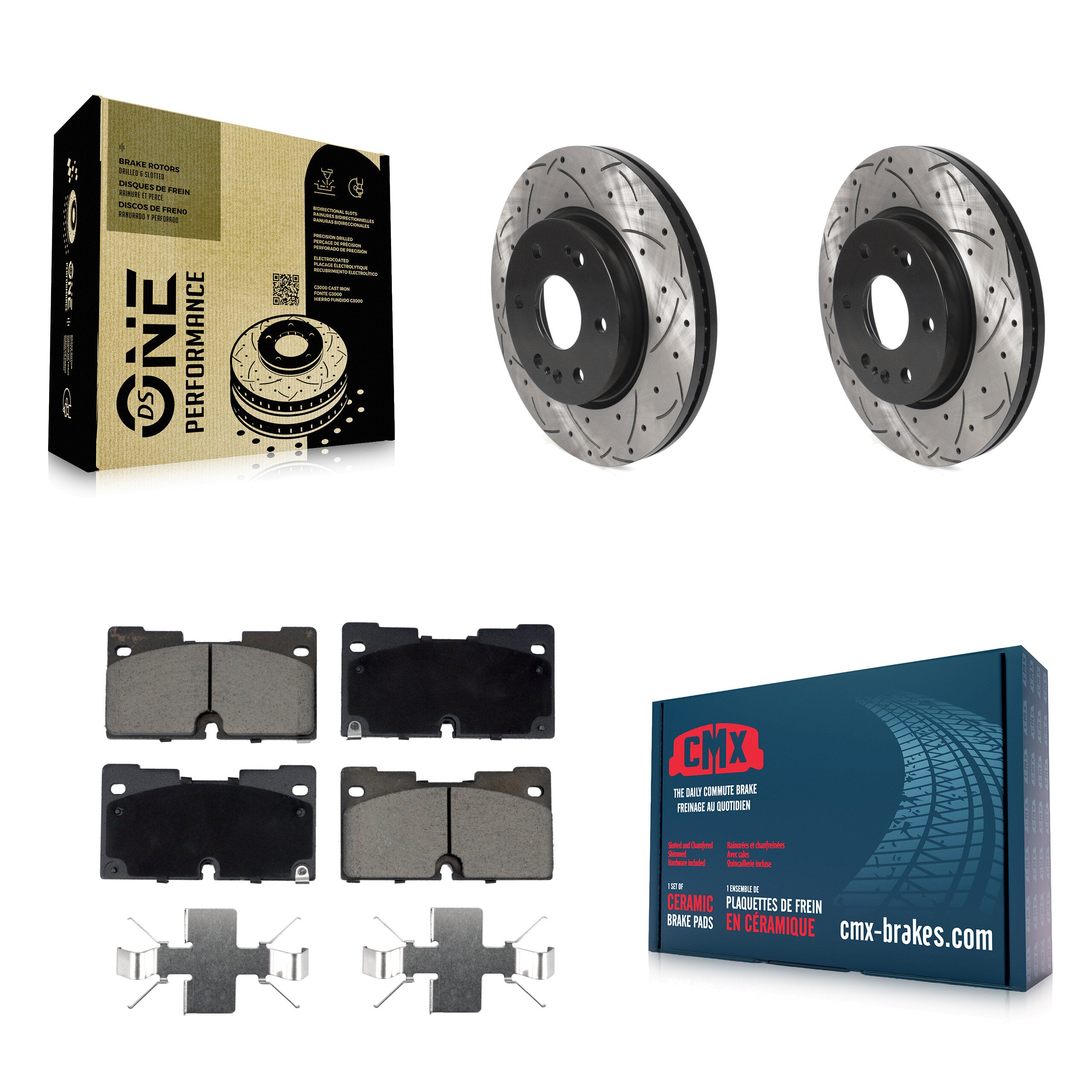 Front Drilled Slot Brake Rotor Ceramic Pad Kit For GMC Chevrolet Silverado 1500 Sierra XL KDC-100951