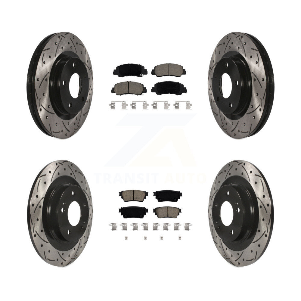 Front Rear Coat Drill Slot Disc Brake Rotors Ceramic Pad Kit For Mitsubishi Eclipse Cross KDC-100955