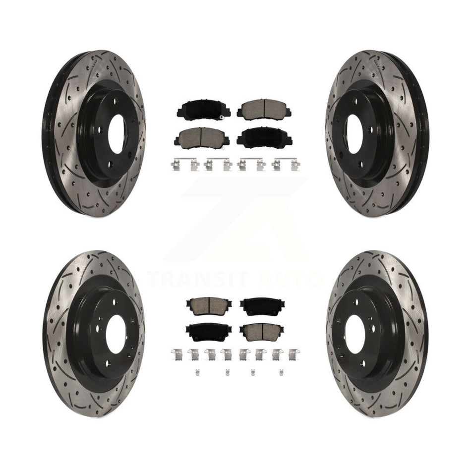 Front Rear Coat Drill Slot Disc Brake Rotors Ceramic Pad Kit For Mitsubishi Eclipse Cross KDC-100955