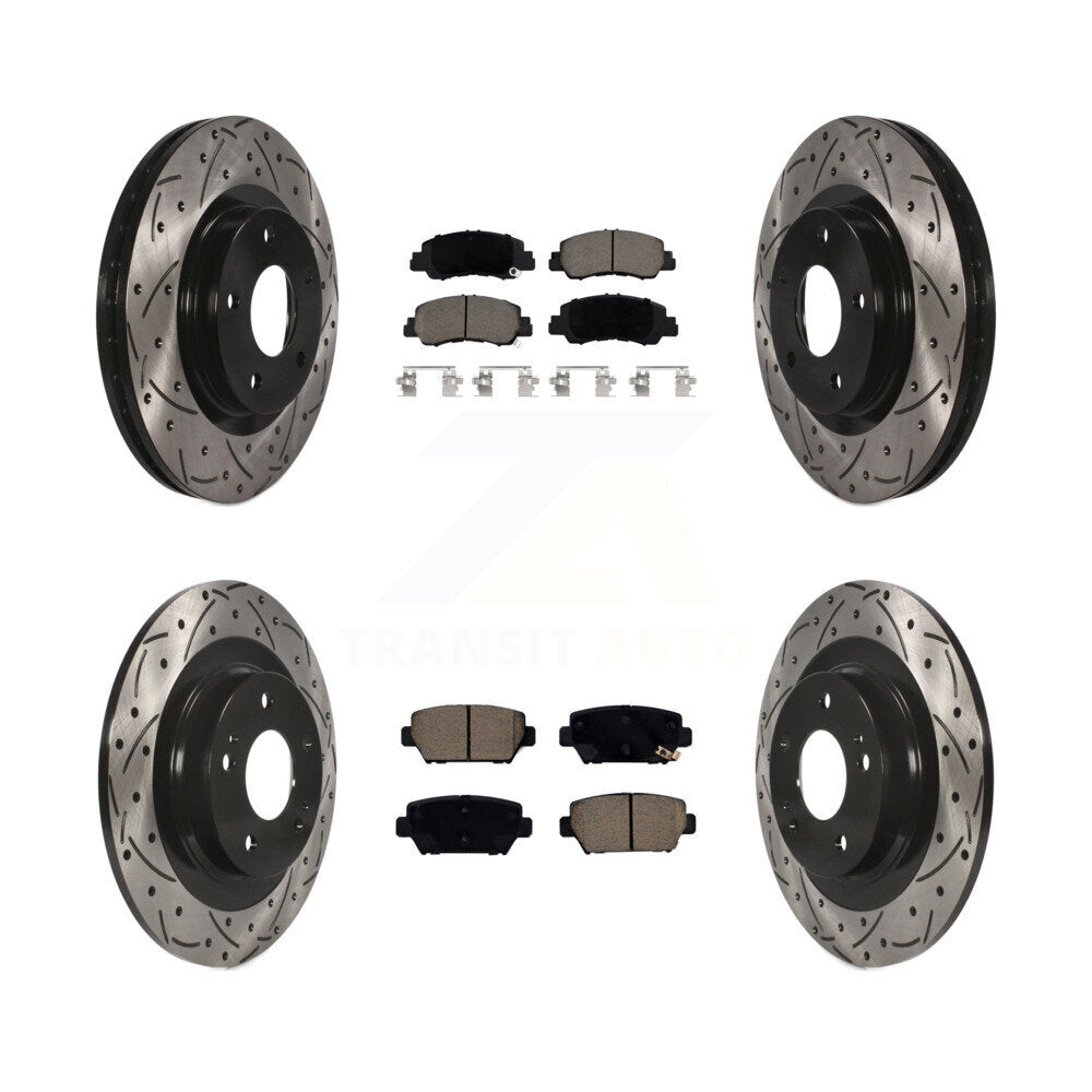 Front Rear Coat Drill Slot Disc Brake Rotors Ceramic Pad Kit For Mitsubishi Eclipse Cross KDC-100956