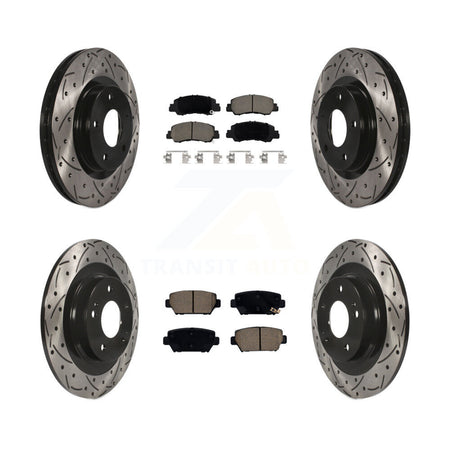 Front Rear Coat Drill Slot Disc Brake Rotors Ceramic Pad Kit For Mitsubishi Eclipse Cross KDC-100956