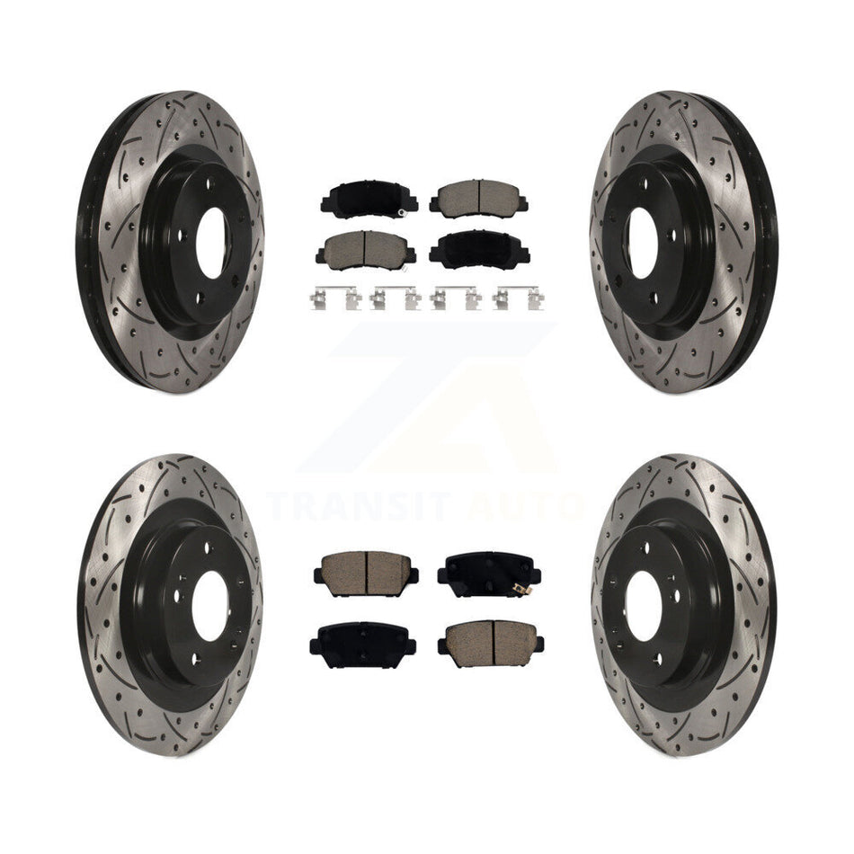 Front Rear Coat Drill Slot Disc Brake Rotors Ceramic Pad Kit For Mitsubishi Eclipse Cross KDC-100956
