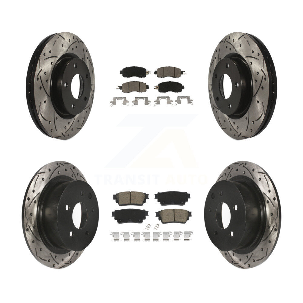 Front Rear Drilled Slot Disc Brake Rotors Ceramic Pad Kit For 2019-2020 Nissan Altima AWD KDC-100958