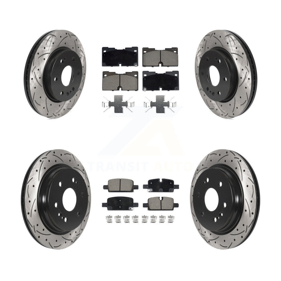 Front Rear Drill Slot Brake Rotor Ceramic Pad Kit For Chevrolet GMC Silverado 1500 Sierra KDC-100959