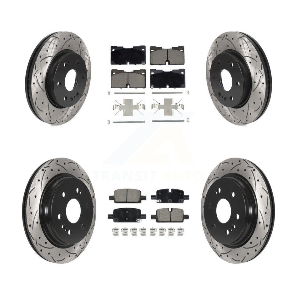 Front Rear Drill Slot Brake Rotor Ceramic Pad Kit For Chevrolet GMC Silverado 1500 Sierra KDC-100959