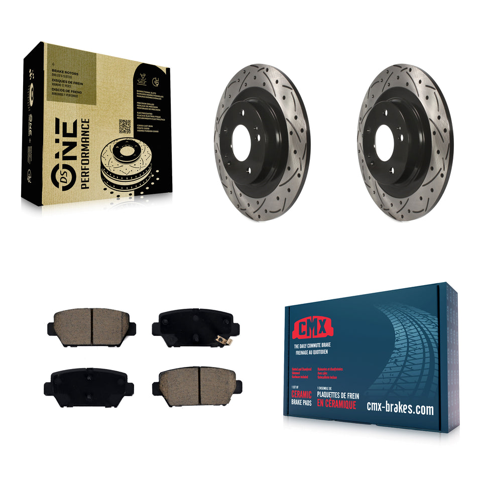 Rear Coated Drilled Slotted Disc Brake Rotor Ceramic Pad Kit For Mitsubishi Eclipse Cross KDC-100962