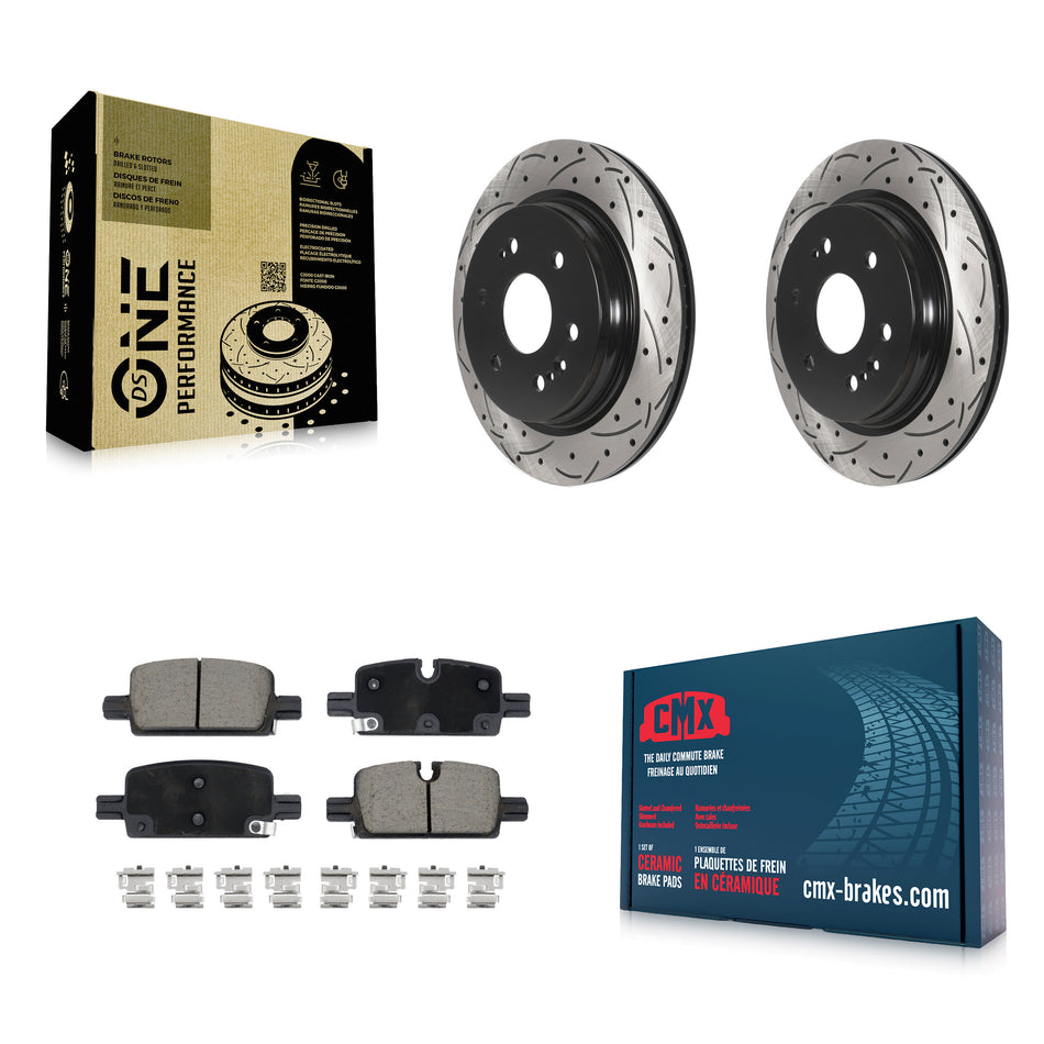 Rear Drill Slot Brake Rotor Ceramic Pad Kit For GMC Chevrolet Silverado 1500 Sierra Yukon KDC-100963