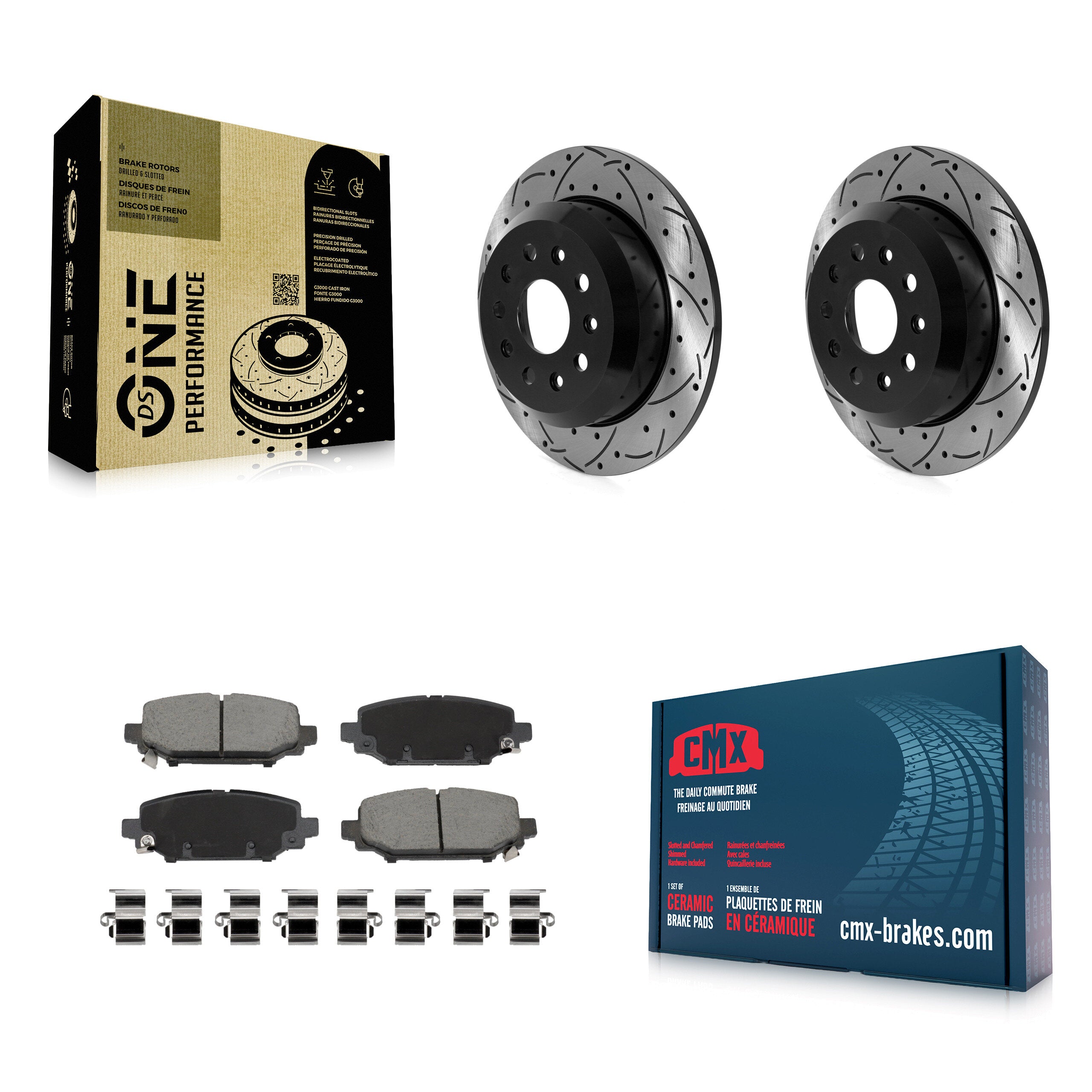 Rear Coated Drill Slot Disc Brake Rotor Ceramic Pad Kit For 2018-2020 Jeep Wrangler Sport KDC-100965