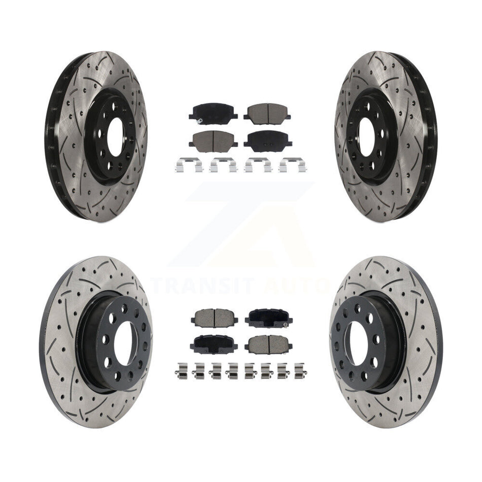 Front Rear Coated Drilled Slotted Disc Brake Rotors And Ceramic Pads Kit For Jeep Compass KDC-100969