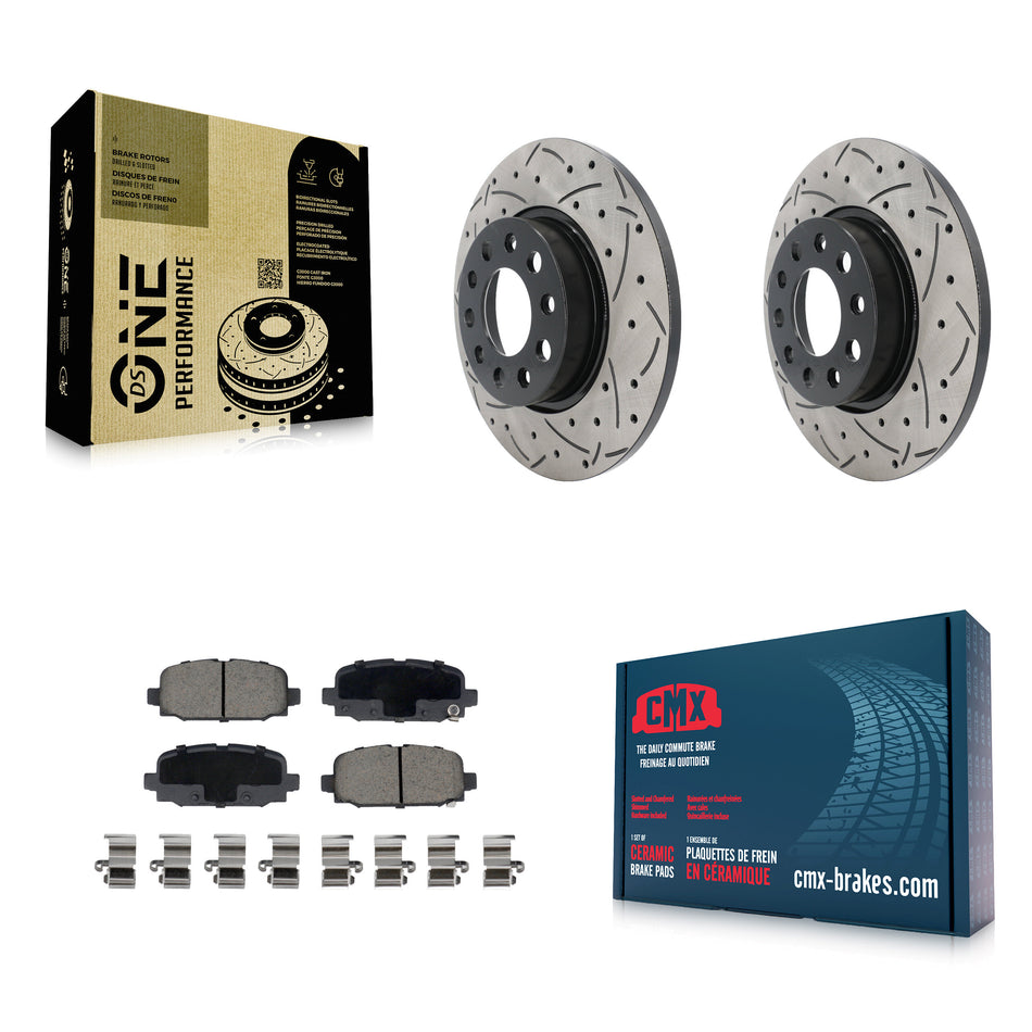 Rear Coated Drilled Slotted Disc Brake Rotors And Ceramic Pads Kit For Jeep Compass KDC-100973