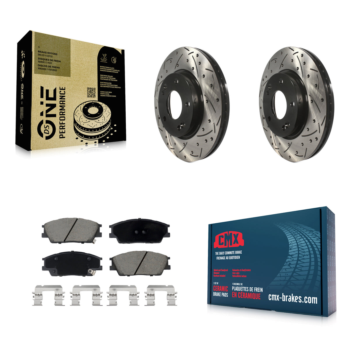 Front Coated Drilled Slotted Disc Brake Rotors Ceramic Pad Kit For Hyundai Venue Kia Soul KDC-100984