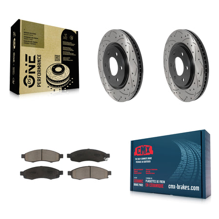 Front Coated Drill Slot Disc Brake Rotor Ceramic Pad Kit For 2007 Nissan TITAN From 04 07 KDC-100989