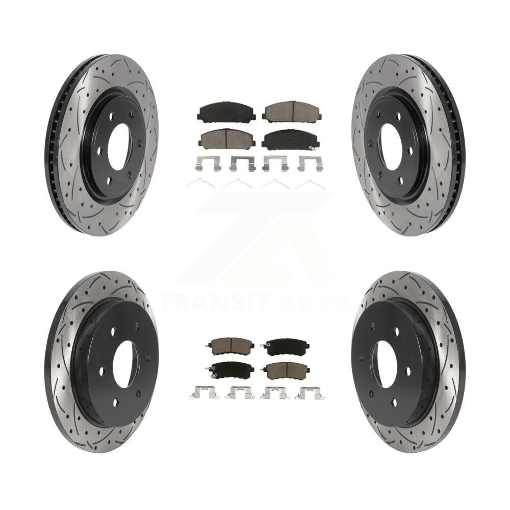 Front Rear Drill Slot Disc Brake Rotor Ceramic Pad Kit For Nissan Armada With Solid KDC-100990