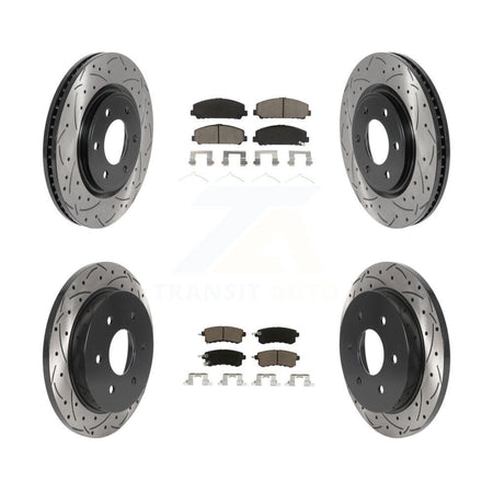 Front Rear Drill Slot Disc Brake Rotor Ceramic Pad Kit For Nissan Armada With Solid KDC-100990