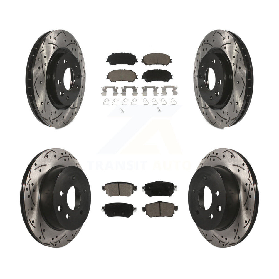 Front Rear Coat Drill Slot Disc Brake Rotor Ceramic Pad Kit For 2019 Nissan Rogue Sport S KDC-100993