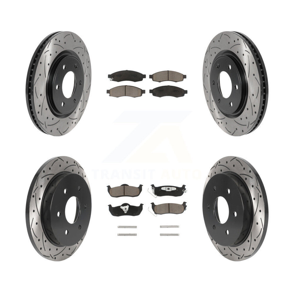 Front Rear Drilled Slot Disc Brake Rotor Ceramic Pad Kit For 2007 Nissan TITAN From 04 07 KDC-100995