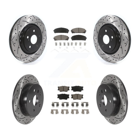 Front Rear Coated Drilled Slot Disc Brake Rotor Ceramic Pad Kit For 2022 Toyota Camry TRD KDC-100996