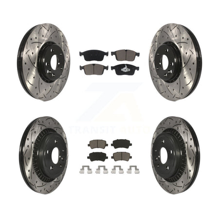 Front Rear Coated Drilled Slotted Disc Brake Rotors And Ceramic Pads Kit For Volvo XC60 KDC-100997