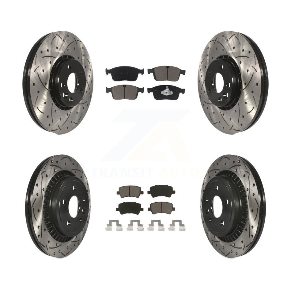Front Rear Coated Drilled Slotted Disc Brake Rotors And Ceramic Pads Kit For Volvo XC60 KDC-100997