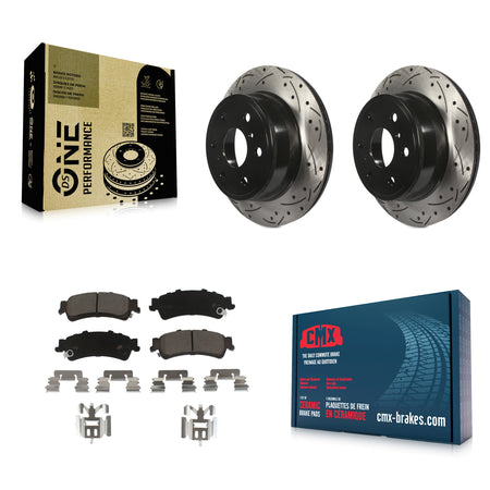 Rear Coated Drilled Slotted Disc Brake Rotors Ceramic Pad Kit For GMC Sierra 1500 Classic KDC-101008