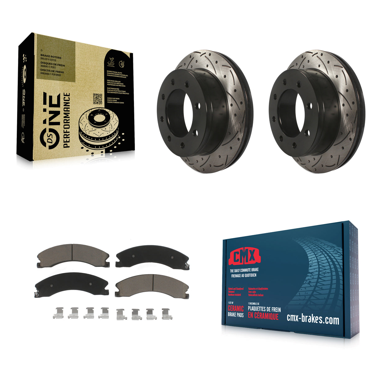 Rear Coated Drilled Slotted Disc Brake Rotor & Ceramic Pad Kit For Chevrolet Express 4500 KDC-101010