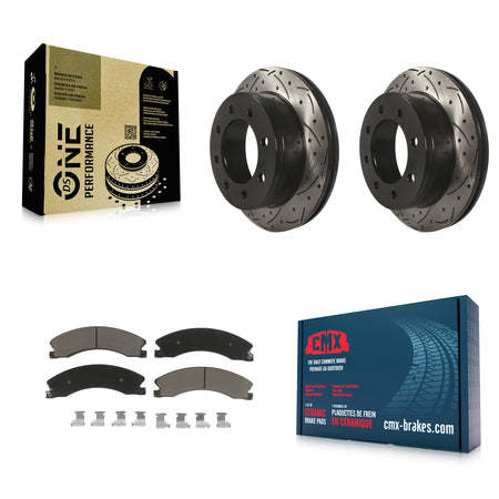 Rear Coated Drilled Slotted Disc Brake Rotor & Ceramic Pad Kit For Chevrolet Express 4500 KDC-101010