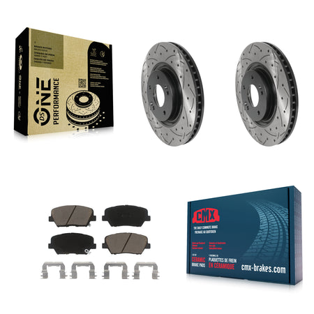 Front Coated Drilled Slotted Disc Brake Rotors Ceramic Pad Kit For 2019-2022 Hyundai Nexo KDC-101013