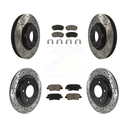 Front Rear Coated Drilled Slotted Disc Brake Rotor And Ceramic Pad Kit For Hyundai Sonata KDC-101017
