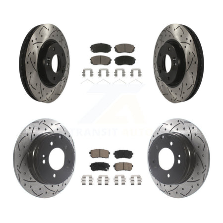 Front Rear Coated Drilled Slotted Disc Brake Rotor And Ceramic Pad Kit For Hyundai Sonata KDC-101018