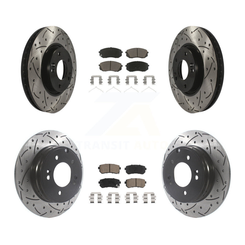 Front Rear Coated Drilled Slotted Disc Brake Rotor And Ceramic Pad Kit For Hyundai Sonata KDC-101018