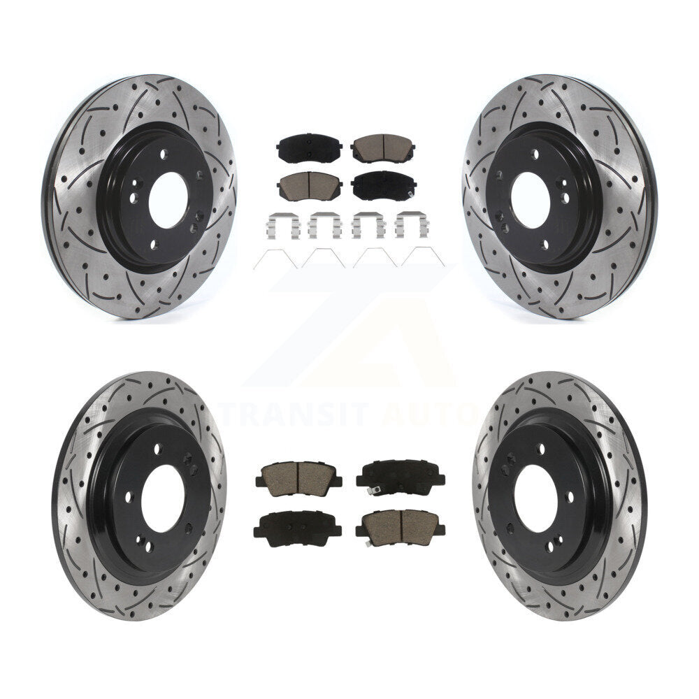 Front Rear Drill Slot Disc Brake Rotors Ceramic Pad Kit For Hyundai Elantra GT Kia Forte5 KDC-101021