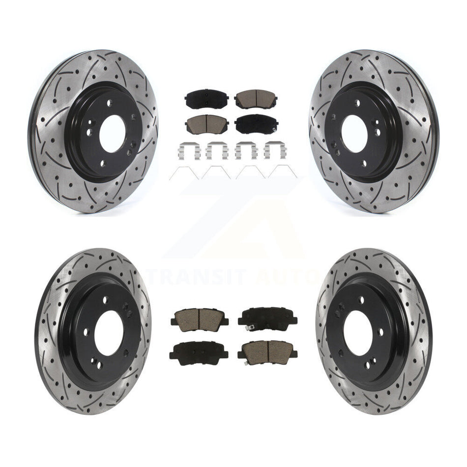 Front Rear Drill Slot Disc Brake Rotors Ceramic Pad Kit For Hyundai Elantra GT Kia Forte5 KDC-101021
