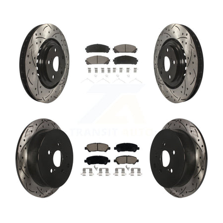Front Rear Coated Drilled Slotted Disc Brake Rotors Ceramic Pad Kit For Toyota Highlander KDC-101029