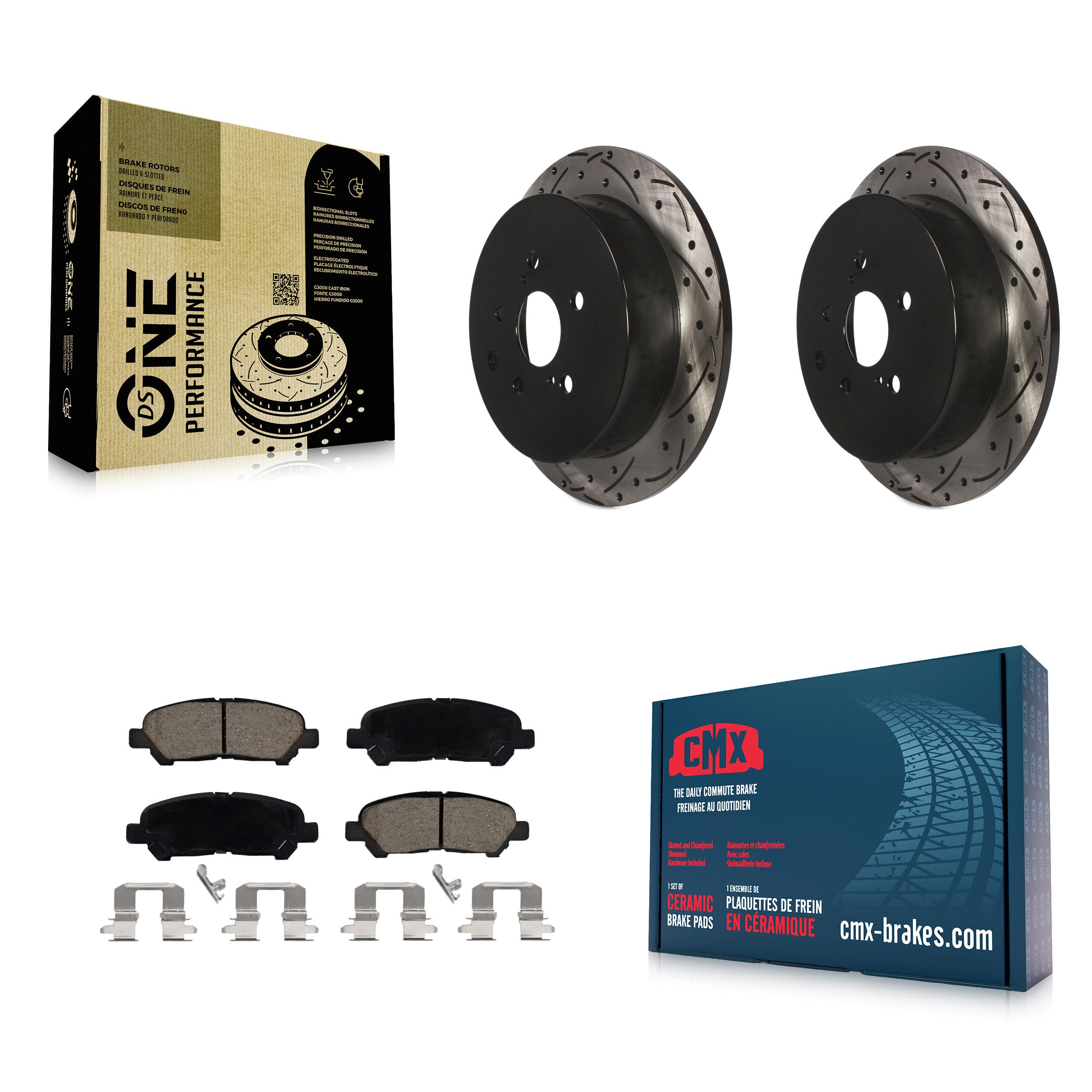 Rear Coated Drilled Slotted Disc Brake Rotors And Ceramic Pads Kit For Toyota Highlander KDC-101032