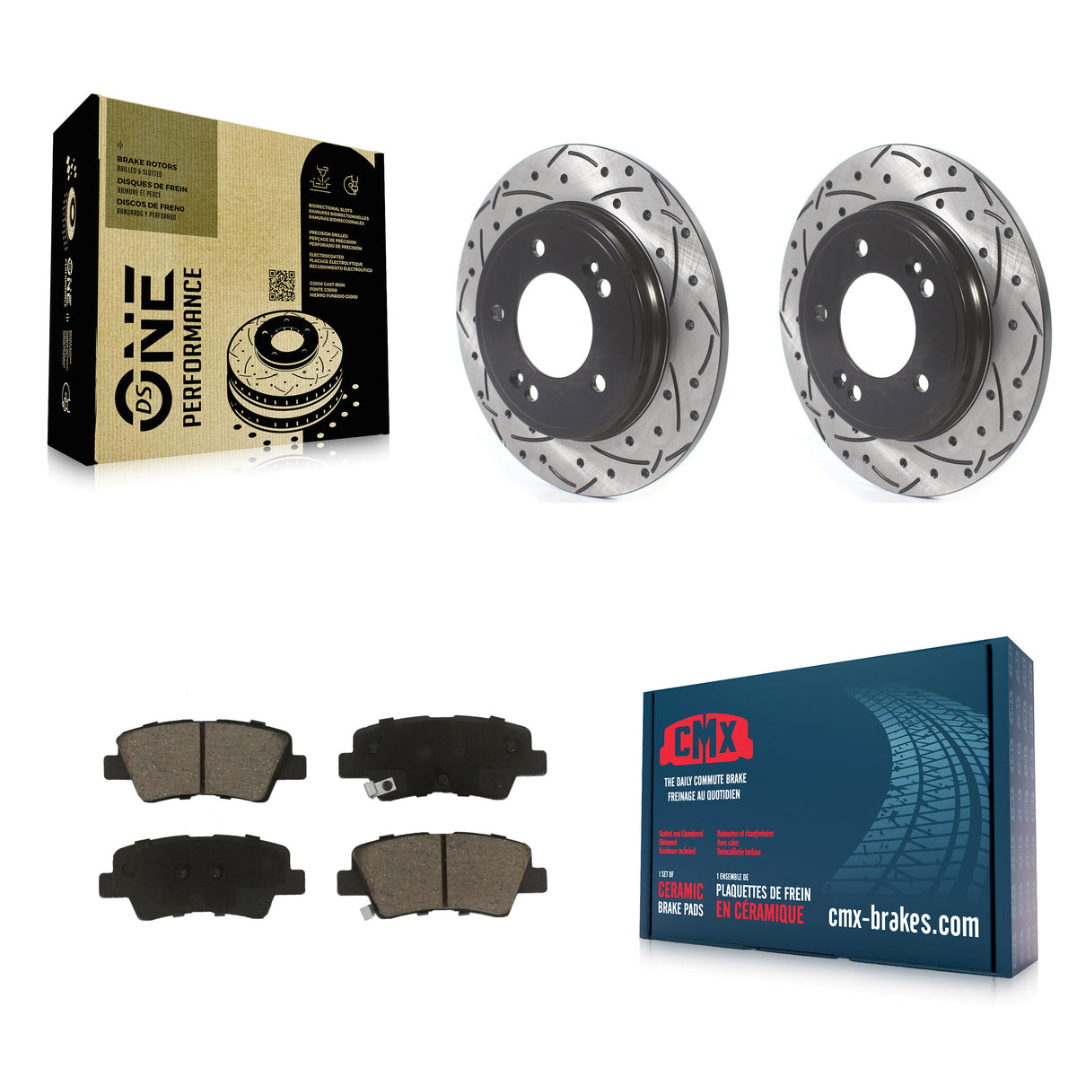 Rear Drilled Slot Disc Brake Rotors Ceramic Pad Kit For Kia Forte Hyundai Veloster Forte5 KDC-101033
